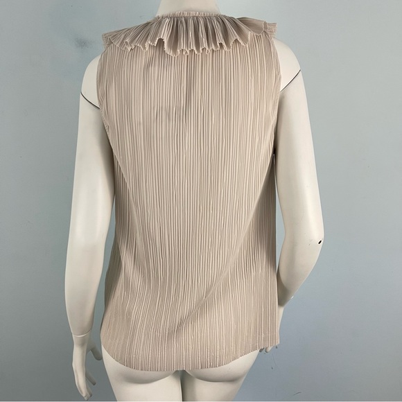 Zara Sleeveless V-neck Rufle Pleated Tie Front Top Blouse Size M - Picture 7 of 15